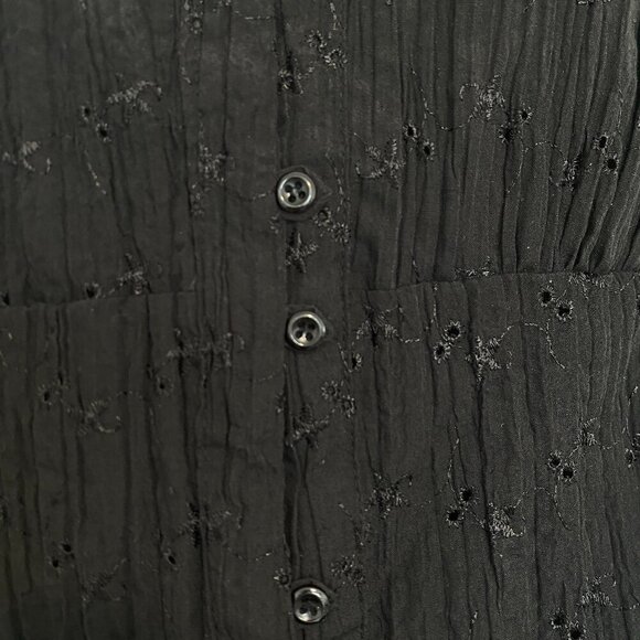 Jessica Black Embroidery 3/4 Sleeve Button Up Blouse Top Shirt Size Large 12 - Picture 5 of 9